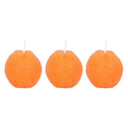 Set of 3 orange-shaped candles