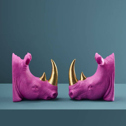 S/2 Neushoorn Boekensteunen, Magenta, 39,5 x 14,2 x 20,5 cm