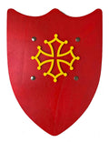 Historisch rood schild met Occitaans kruis L