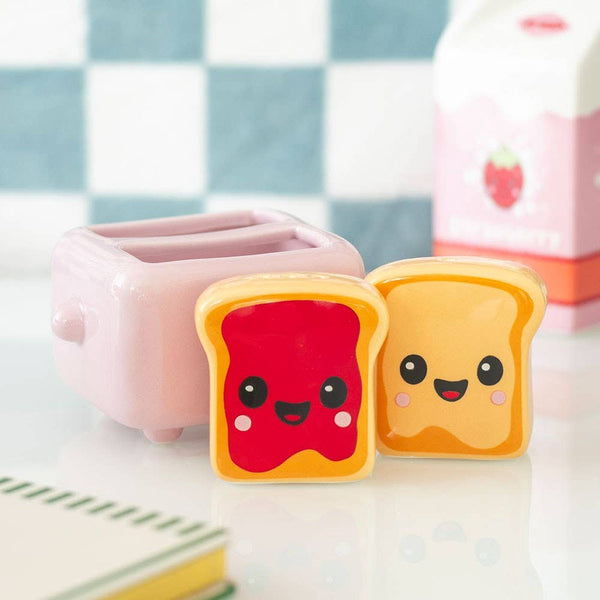 Salière et poivrière Toasts kawaii avec support grille-pain – vue 2