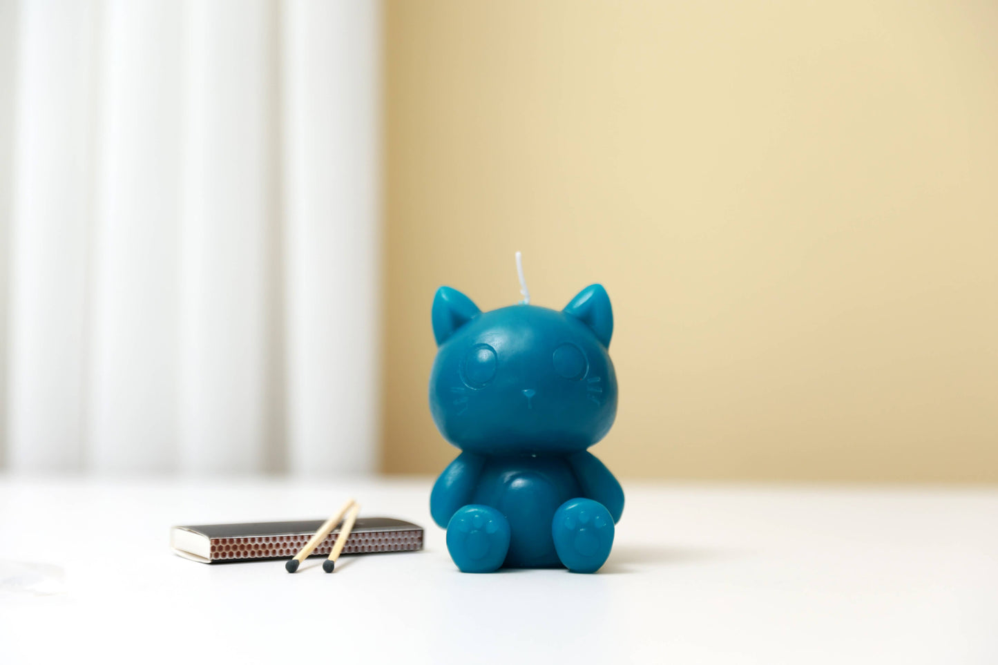 Petrol Blue Cat Candle