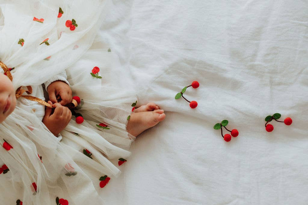 Cherry-Print Tulle Cape