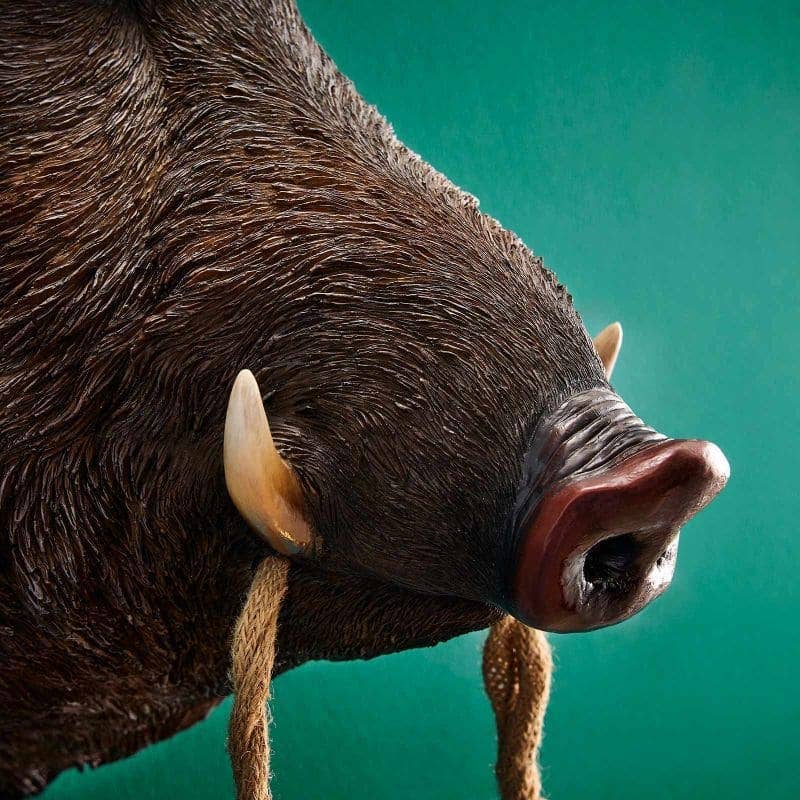 Willy the Wild Boar wall light, brown polyurethane resin