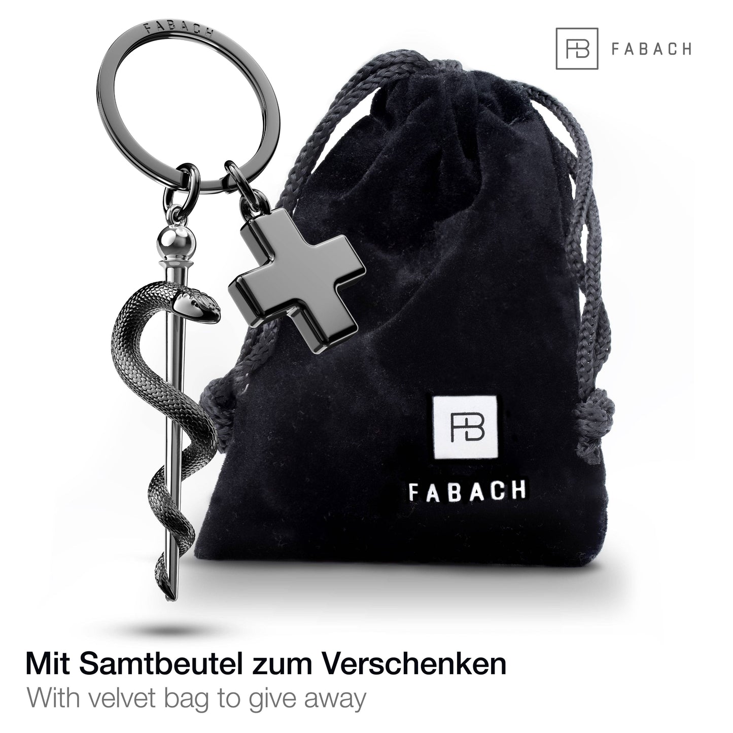 Rod of Aesculapius Keychain with Medical Cross