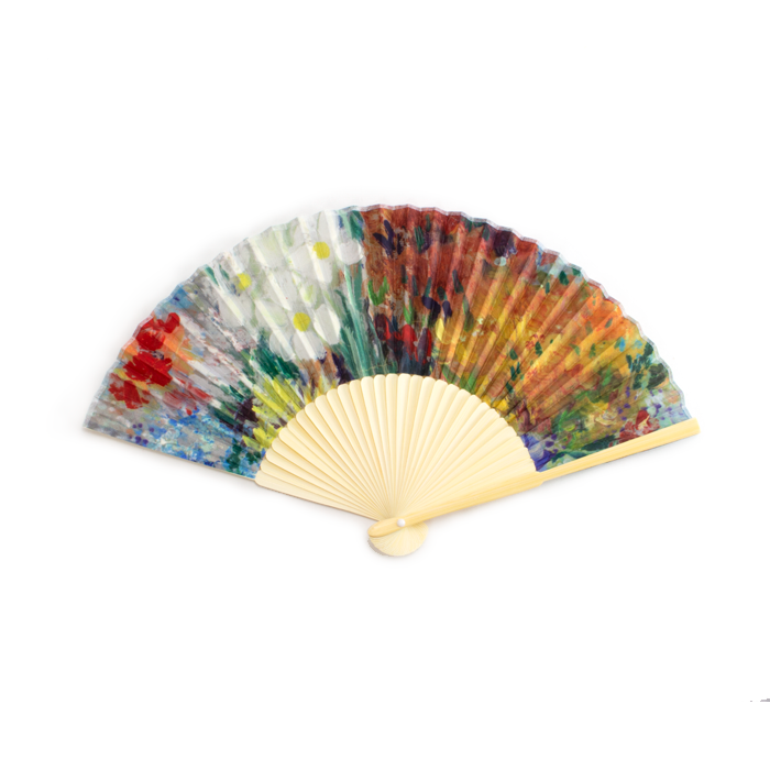 Bamboo fan with flowers in a blue vase, Van Gogh