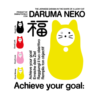 Black Daruma Cat "Good Health"