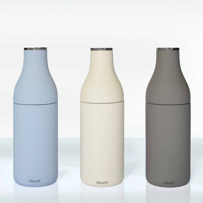"Milk Bottle" spice mill, matte azure blue lacquered beech