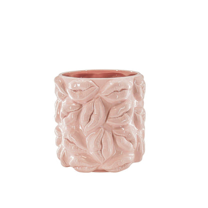Bloempot - Kusjes - Keramiek - Lichtroze - 17,5x17,5x17,5 cm