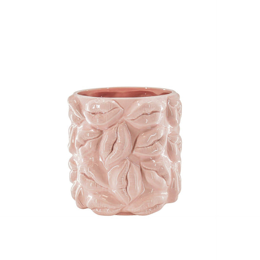 Bloempot - Kusjes - Keramiek - Lichtroze - 17,5x17,5x17,5 cm