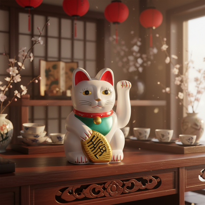 Klassieke witte gelukskat