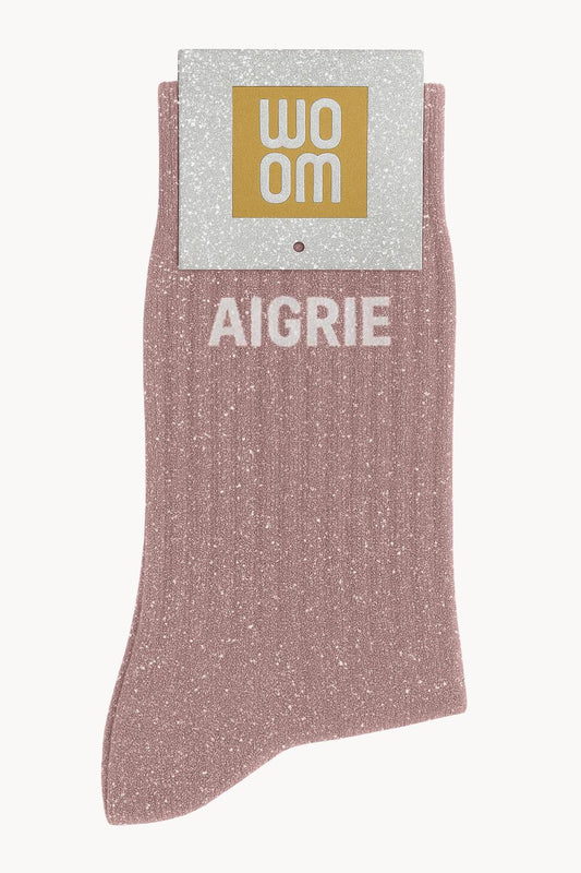 "Grumpy" Message Glitter Socks - Rose Gold