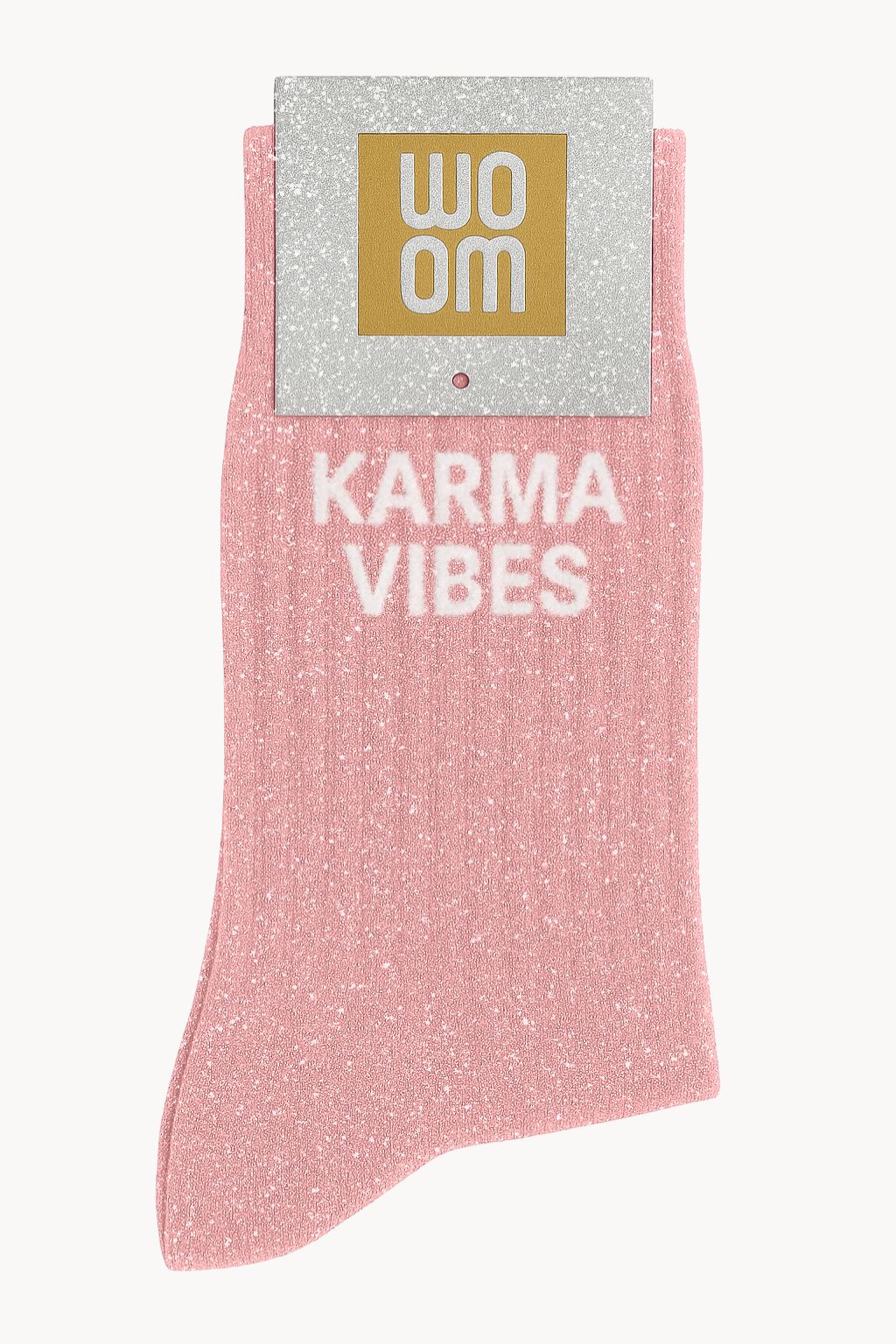 "Karma Vibes" Glitter Socks - Pink