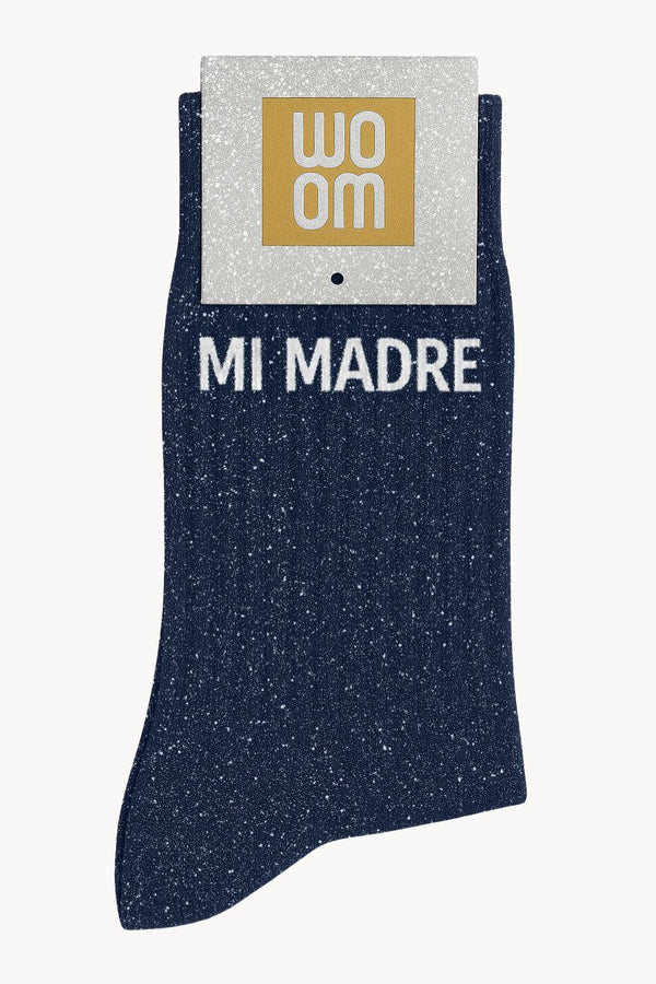 "Mi Madre" Sequin Socks - Navy