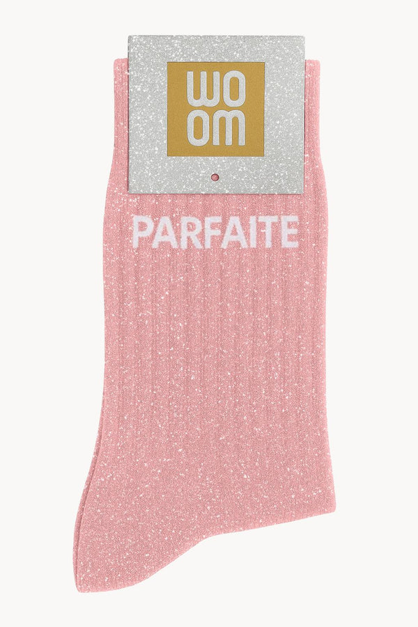"Perfect" Message Glitter Socks - Pink