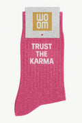 Chaussettes à Paillettes à Message "Trust The Karma" - Rose Bubble