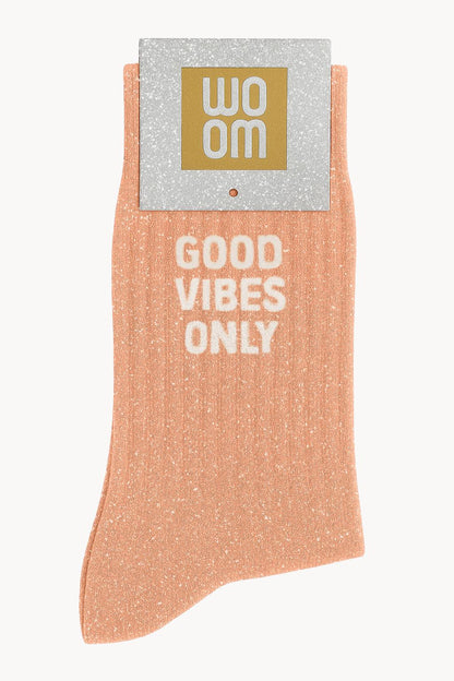 Chaussettes à Paillettes à Message "Good Vibes Only" - Peachy Peach