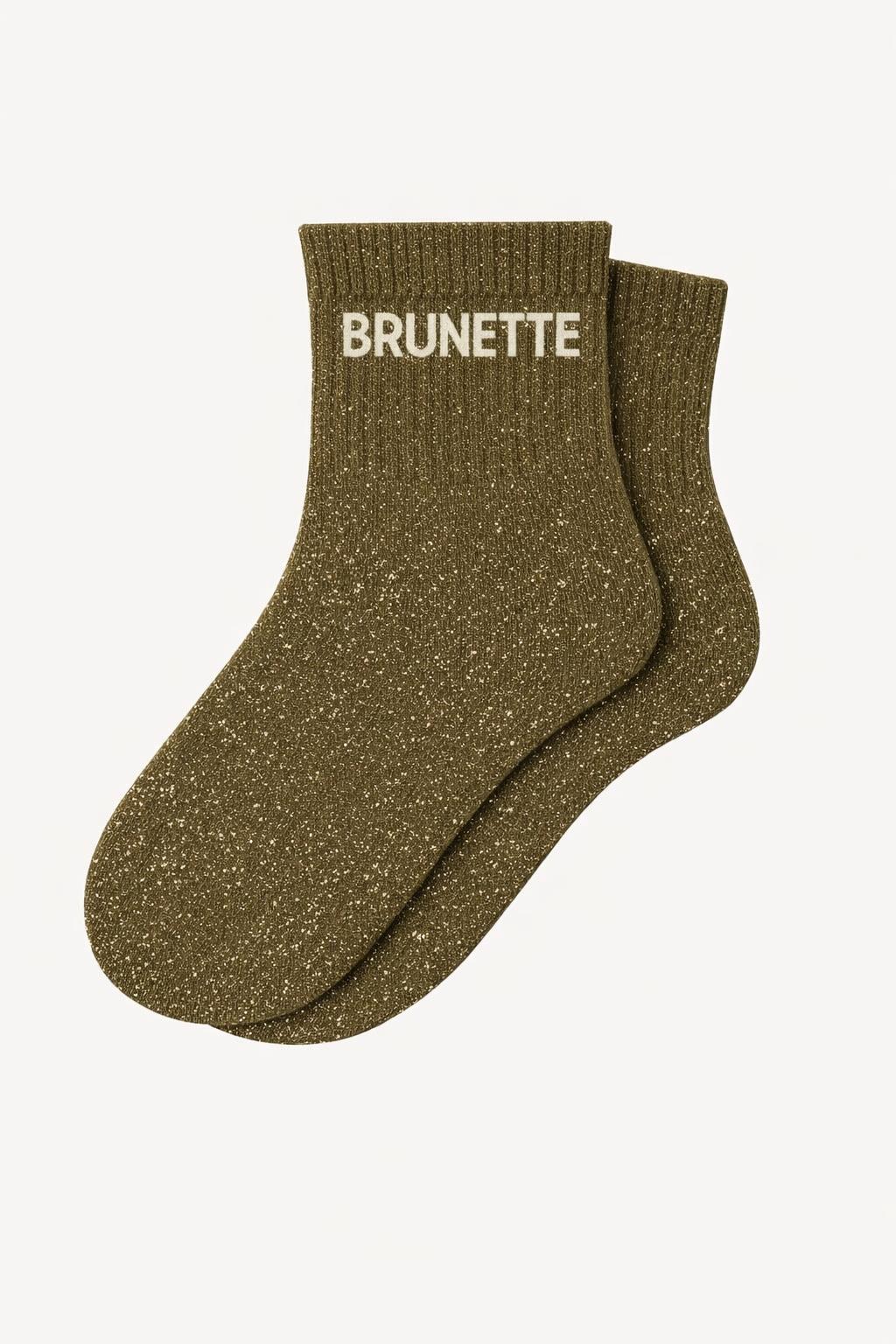 Chaussettes Courtes à Paillettes "BRUNETTE"- Kaki