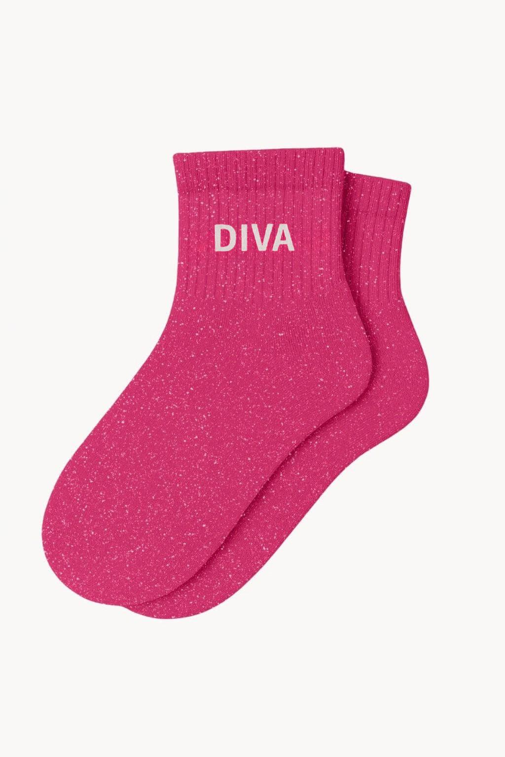 "DIVA" Short Sequin Socks - Fuchsia