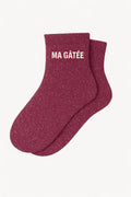 "MA GÂTÉE" Glitter Ankle Socks - Purple