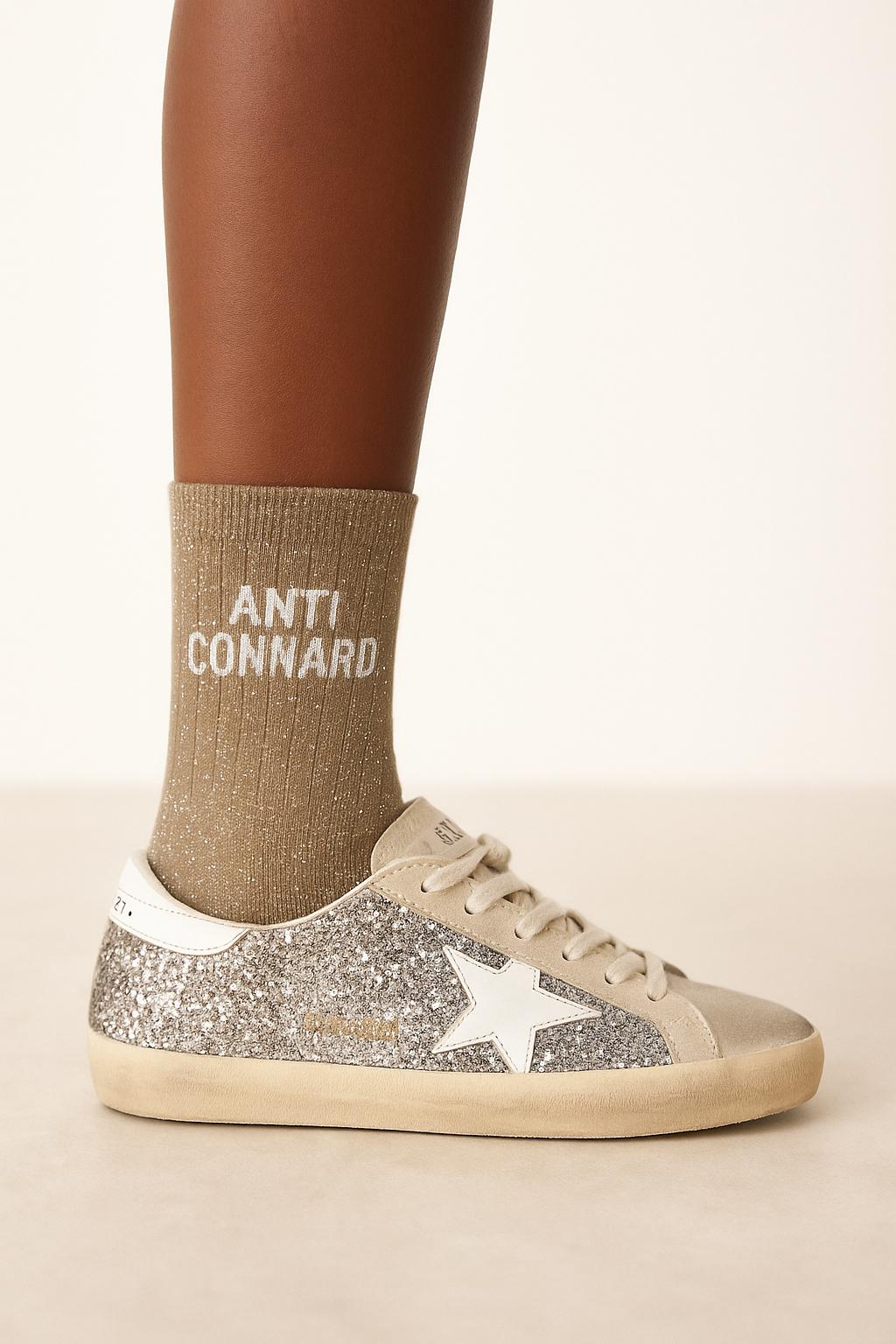 "Anti-Asshole" Glitter Message Socks - Beige
