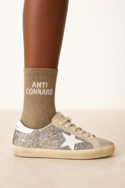 "Anti-Asshole" Glitter Message Socks - Beige