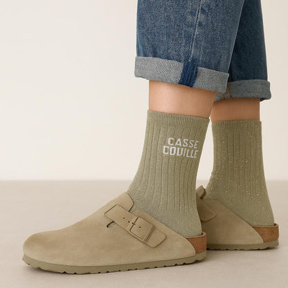 "Pain in the Ass" Glitter Socks - Beige