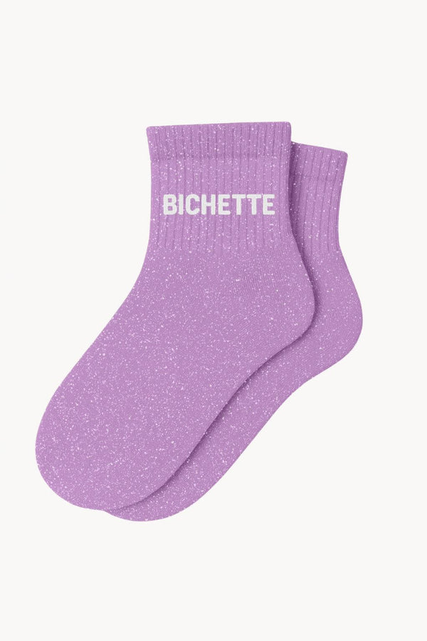"BICHETTE" Short Glitter Socks - Mauve