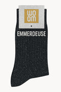 Chaussettes à Paillettes à Message "Emmerdeuse" - Noir