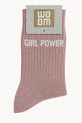 Chaussettes à Paillettes à Message "Girl Power" - Rose Gold
