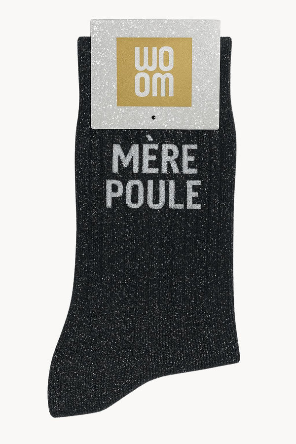 "Mama Bear" Sequin Socks - Black