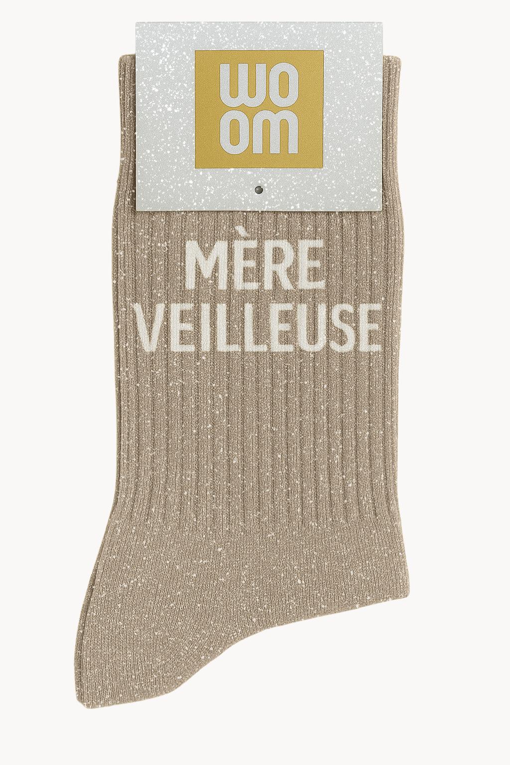 "Mère Veilleuse" Glitter Socks - Beige