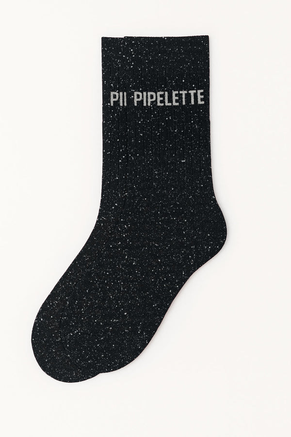 "Chatterbox" Sequin Socks - Black