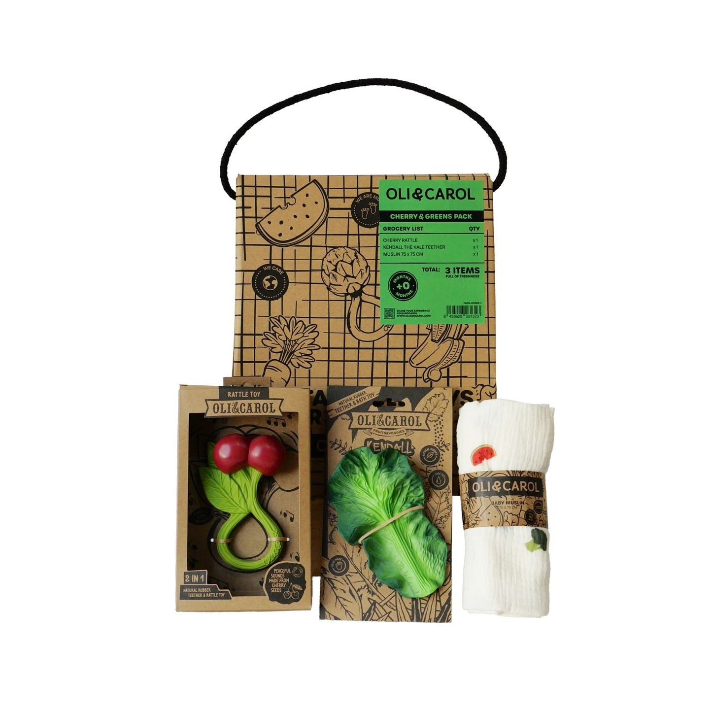 3 Months Old Baby Gift Set Cherry & Greens