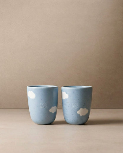 Cloud Medium Cup 220ml Dog Mom & Dad White 2 Pieces Set