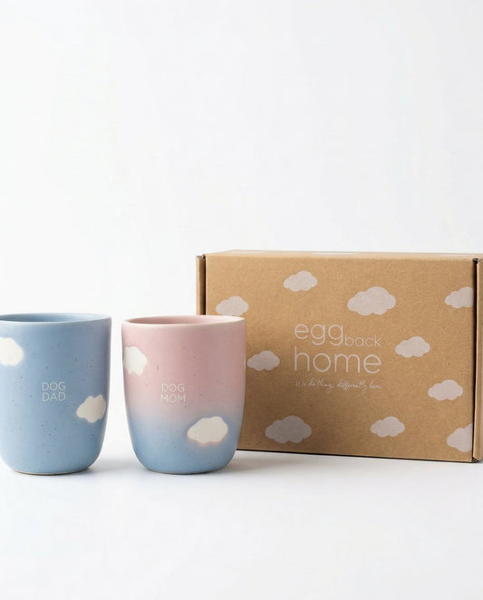 Cloud Mix Sunset Medium Cup 220ml Dog Mom & Dad White 2 Piece Set