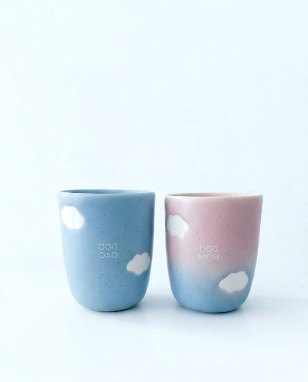 Cloud Mix Sunset Mug moyen 220 ml Chien Maman & Papa Blanc Ensemble 2 Pièces