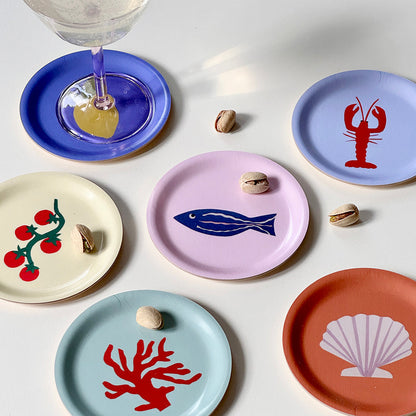 'Seaside Lunch' Set of 6 Coasters - 11cm