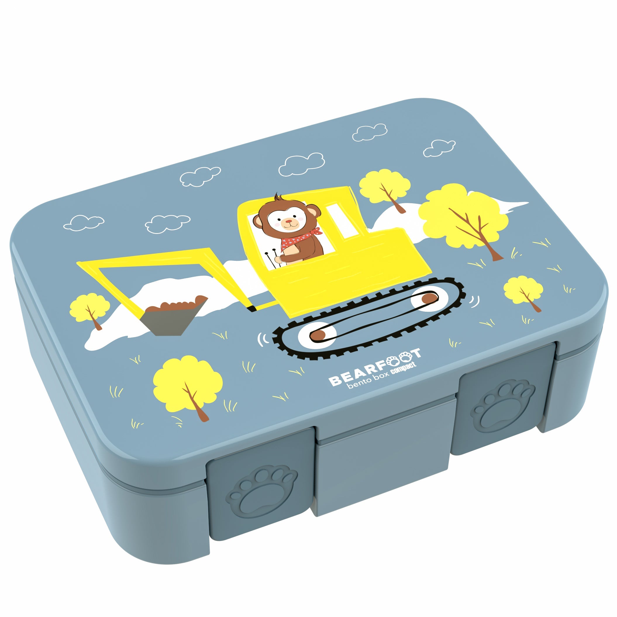Lunchbox with compartments, lightweight & leak-proof - Excavator blue
