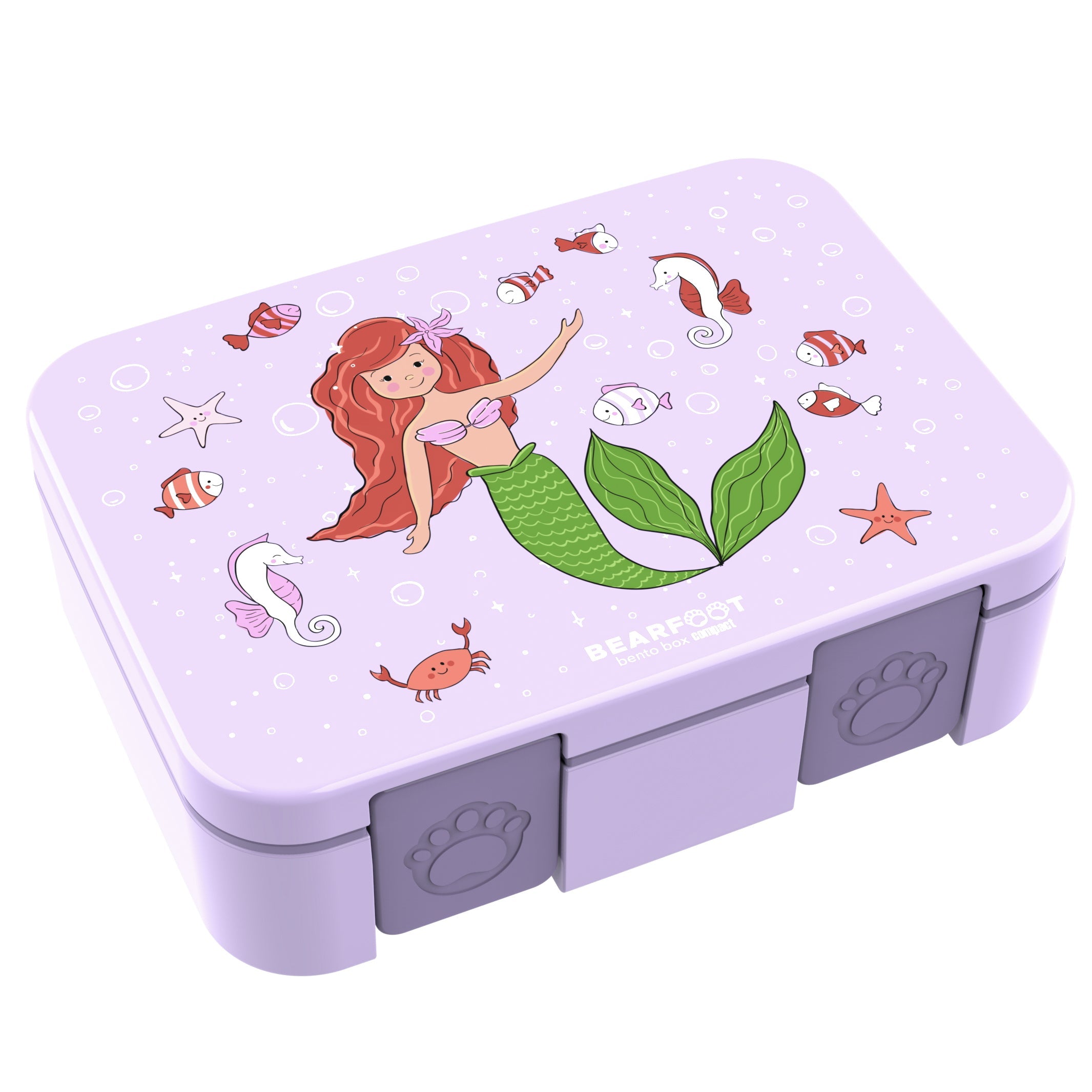 Lunch box with compartments, leak-proof - Mermaid purple