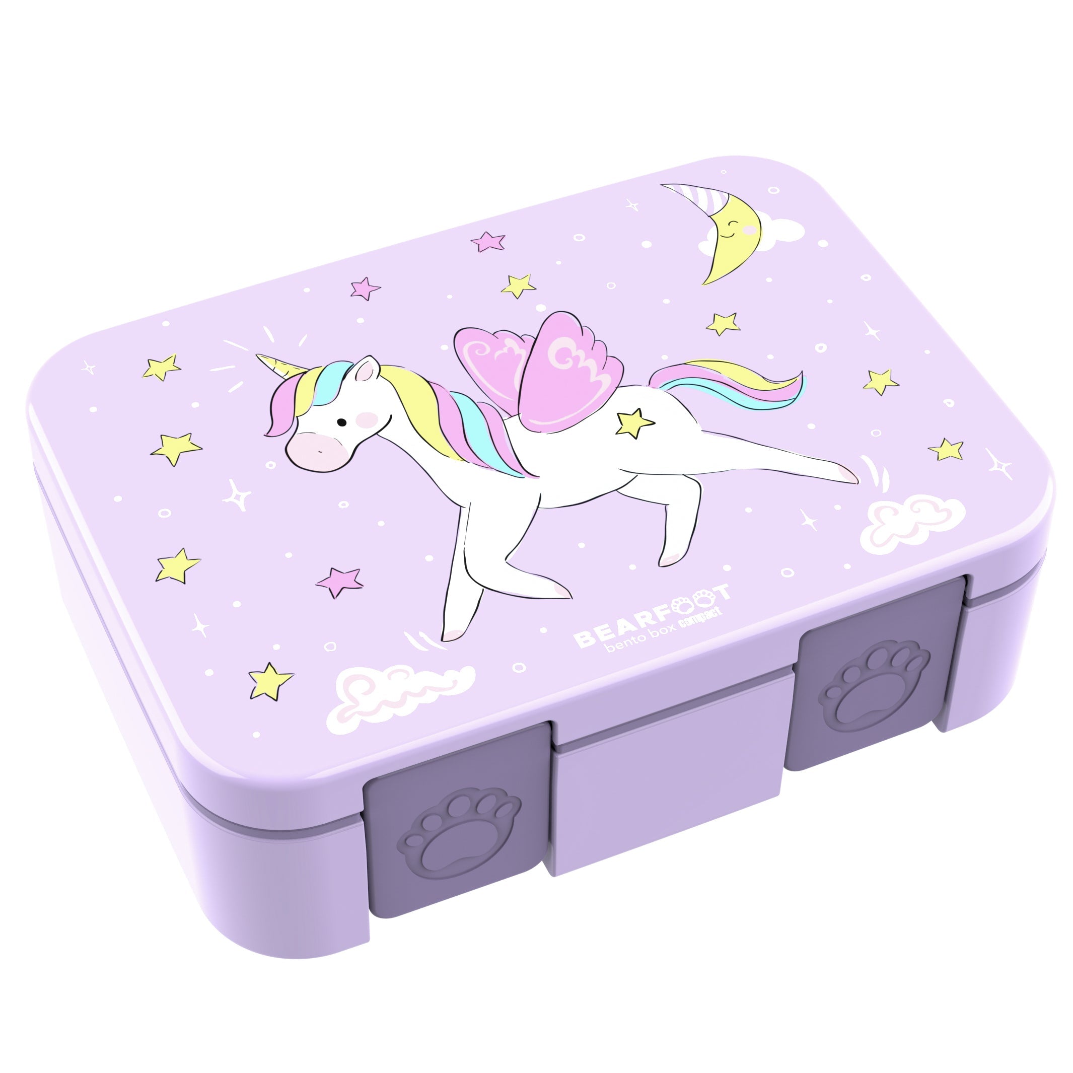 Compartmented lunch box, lightweight & leak-proof - Unicorn purple