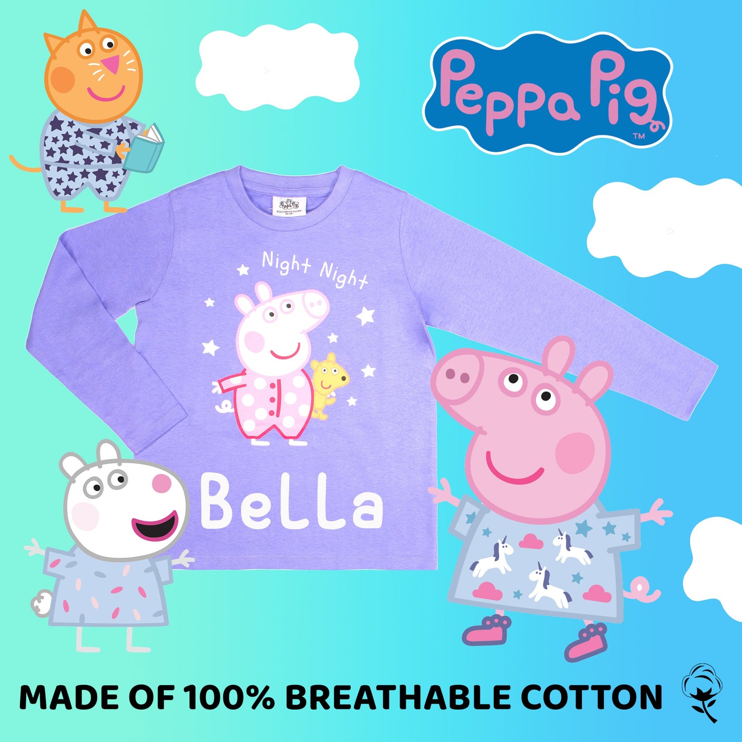 Peppa Pig Personalized Pyjamas - Pink & Purple