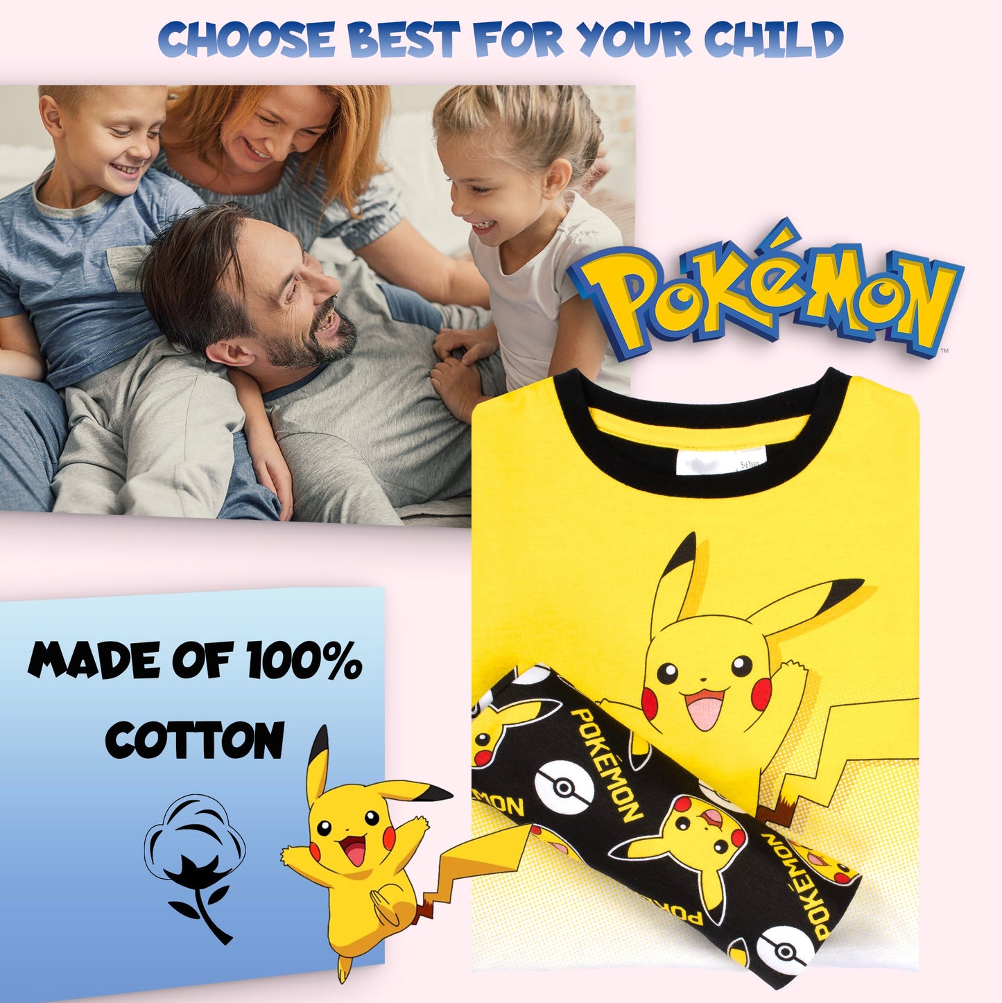 Pokemon Personalised Pyjamas - Pikachu