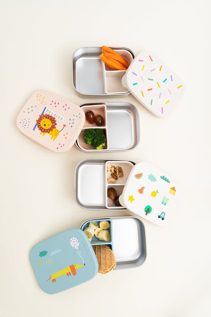 Stainless steel dachshund lunch box with removable compartments