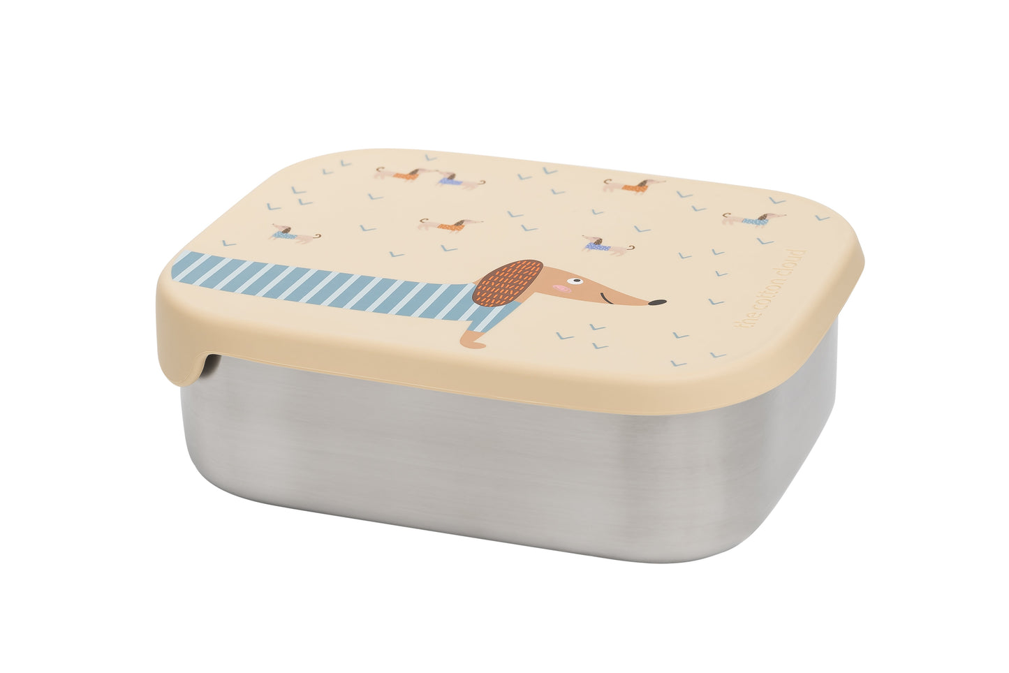 Stainless steel dachshund lunch box with removable compartments