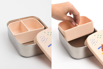 Stainless steel dachshund lunch box with removable compartments