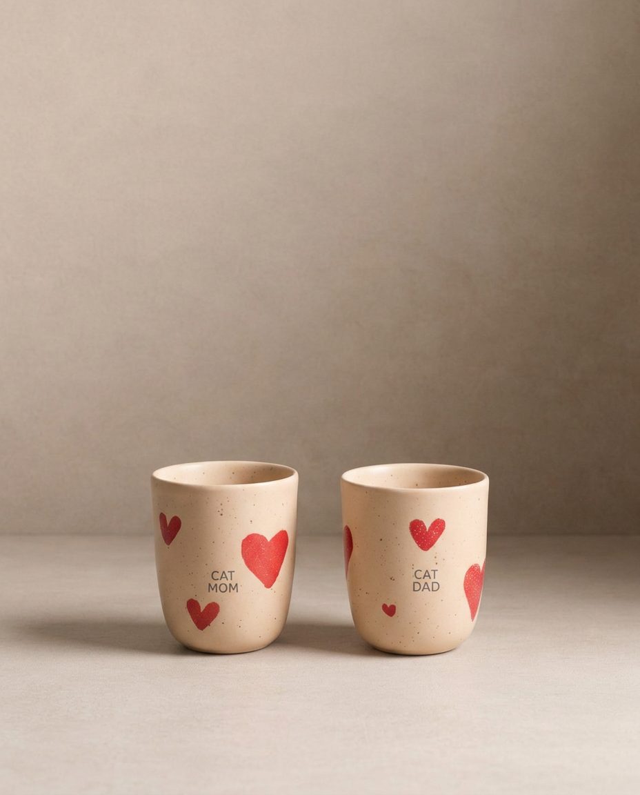 Cozy Hearts Stoneware Medium Cup 220ml 2 Piece Set