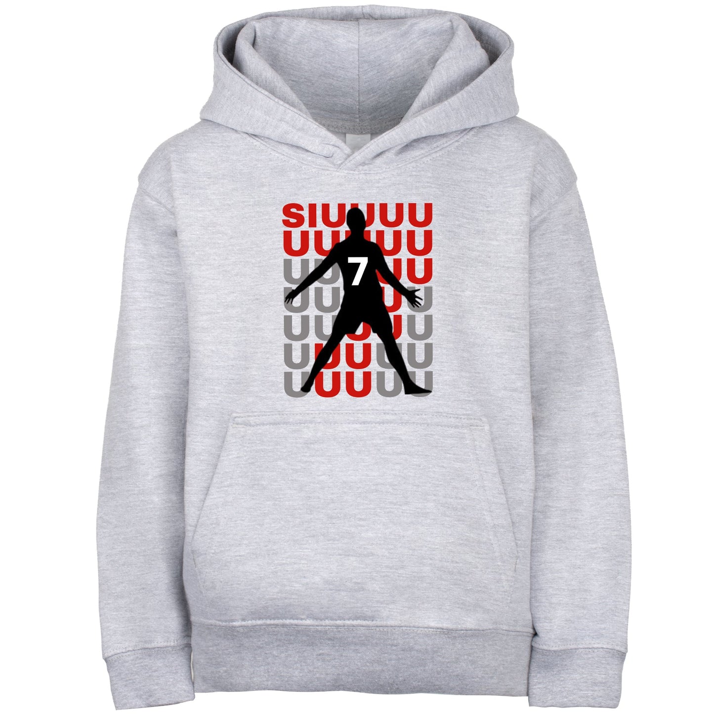 Fringoo Gamer Hoodie Grey for Boys Cotton Rich Soft Hooded Sweatshirt - Cristiano SIUUU Grey