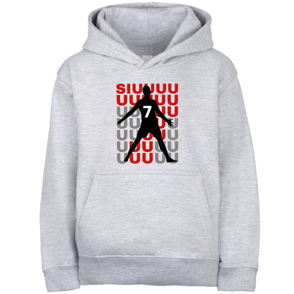 Fringoo Gamer Hoodie Grey for Boys Cotton Rich Soft Hooded Sweatshirt - Cristiano SIUUU Grey