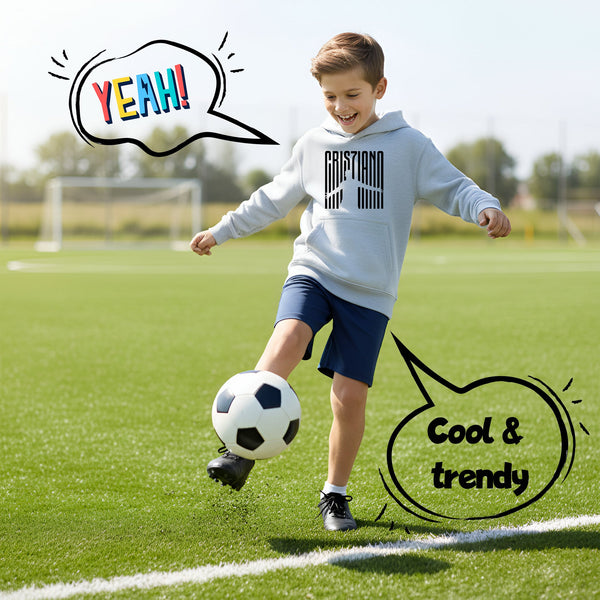 Fringoo Gamer Hoodie Grey for Boys Cotton Rich Soft Hooded Sweatshirt - Cristiano Grey