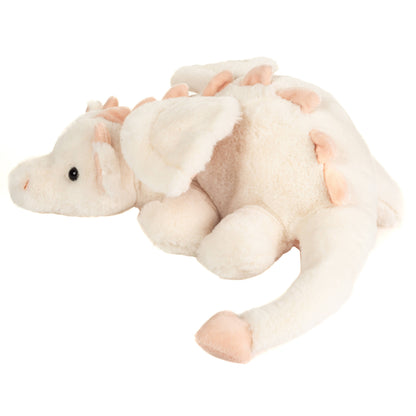 Peluche Dragon Fluffy Blanc et Rose – 32 cm